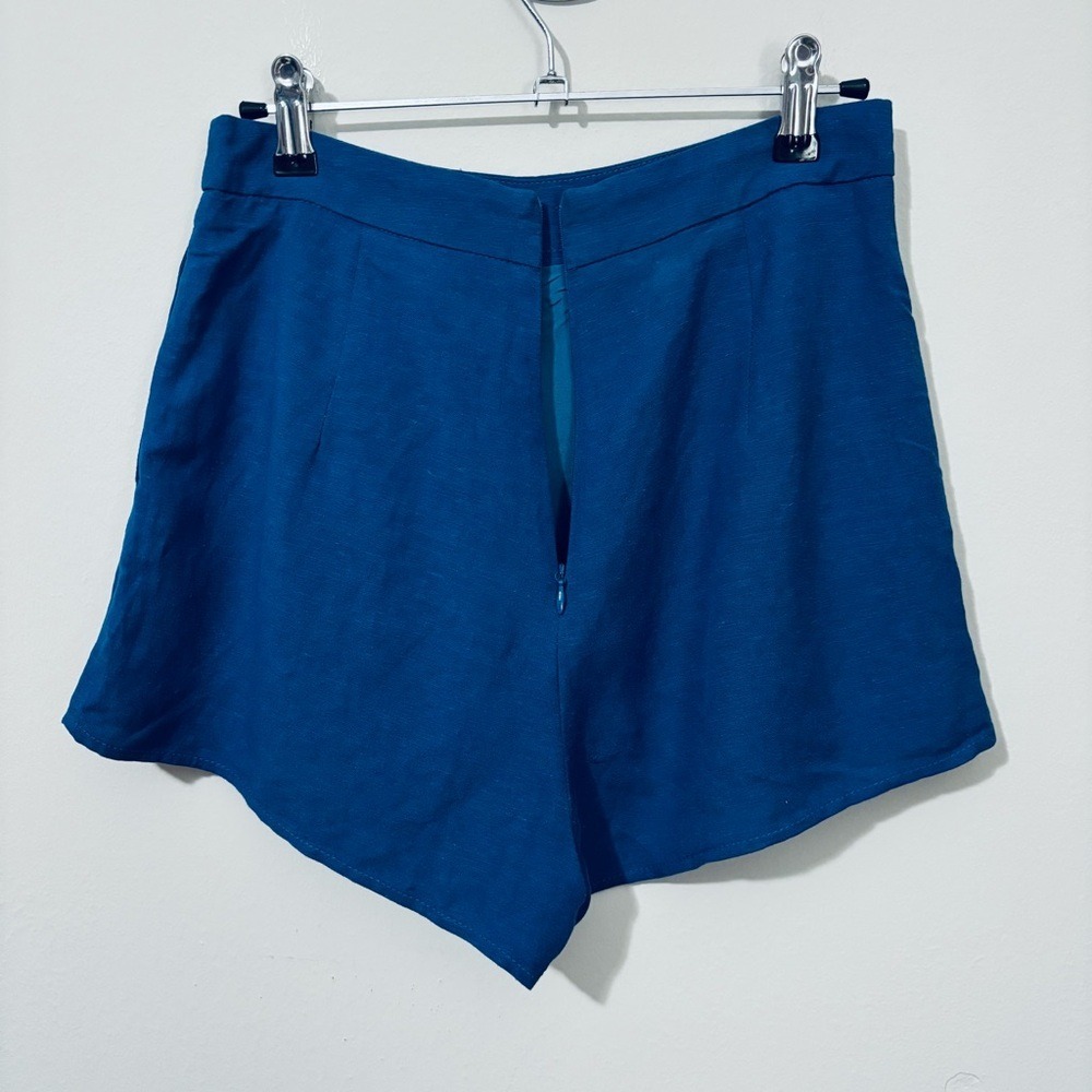 Le Lis Blue High Waist Linen Shorts Lightweight Design‎ Linen Blend - Picture 3 of 7